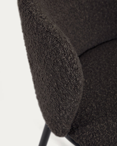 Ciselia Hocker mit Bouclé in Schwarz und schwarzen Stahlbeinen Höhe 65 cm FSC Mix Credit - ZEN ZONE Furniture