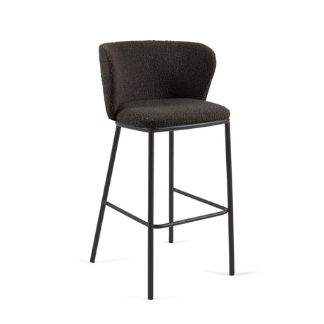 Ciselia Hocker mit Bouclé in Schwarz und schwarzen Stahlbeinen Höhe 75 cm FSC Mix Credit - ZEN ZONE Furniture