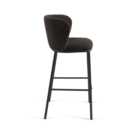 Ciselia Hocker mit Bouclé in Schwarz und schwarzen Stahlbeinen Höhe 75 cm FSC Mix Credit - ZEN ZONE Furniture