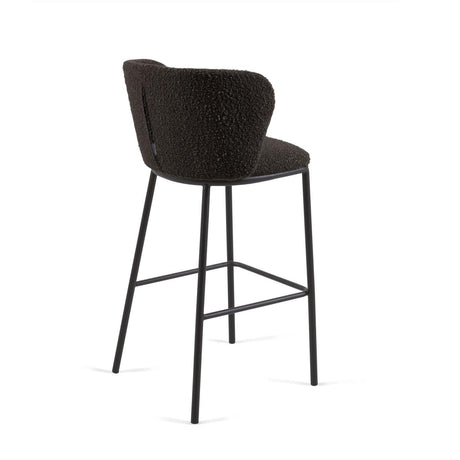 Ciselia Hocker mit Bouclé in Schwarz und schwarzen Stahlbeinen Höhe 75 cm FSC Mix Credit - ZEN ZONE Furniture