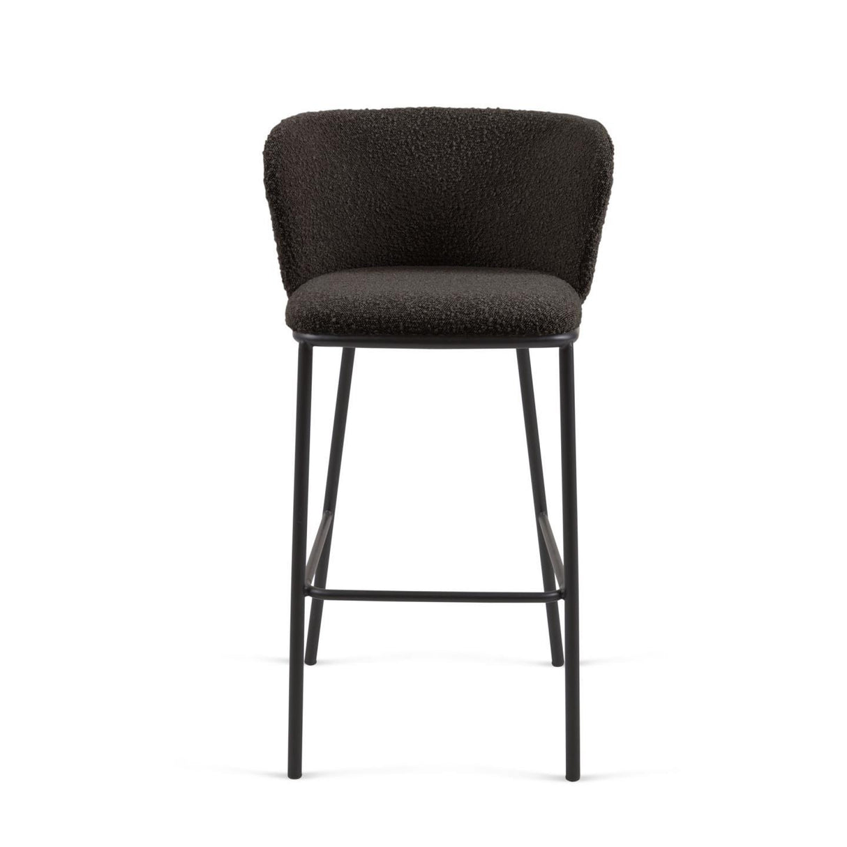 Ciselia Hocker mit Bouclé in Schwarz und schwarzen Stahlbeinen Höhe 75 cm FSC Mix Credit - ZEN ZONE Furniture