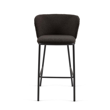 Ciselia Hocker mit Bouclé in Schwarz und schwarzen Stahlbeinen Höhe 75 cm FSC Mix Credit - ZEN ZONE Furniture