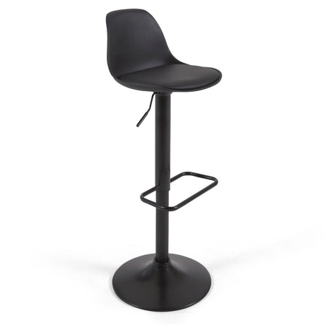 Hocker Orlando - T aus schwarzem Kunstleder und mattschwarzem Stahl 60-82 cm - ZEN ZONE Furniture