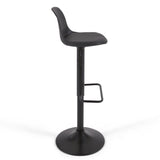 Hocker Orlando - T aus schwarzem Kunstleder und mattschwarzem Stahl 60-82 cm - ZEN ZONE Furniture