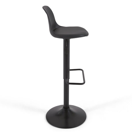 Hocker Orlando - T aus schwarzem Kunstleder und mattschwarzem Stahl 60-82 cm - ZEN ZONE Furniture