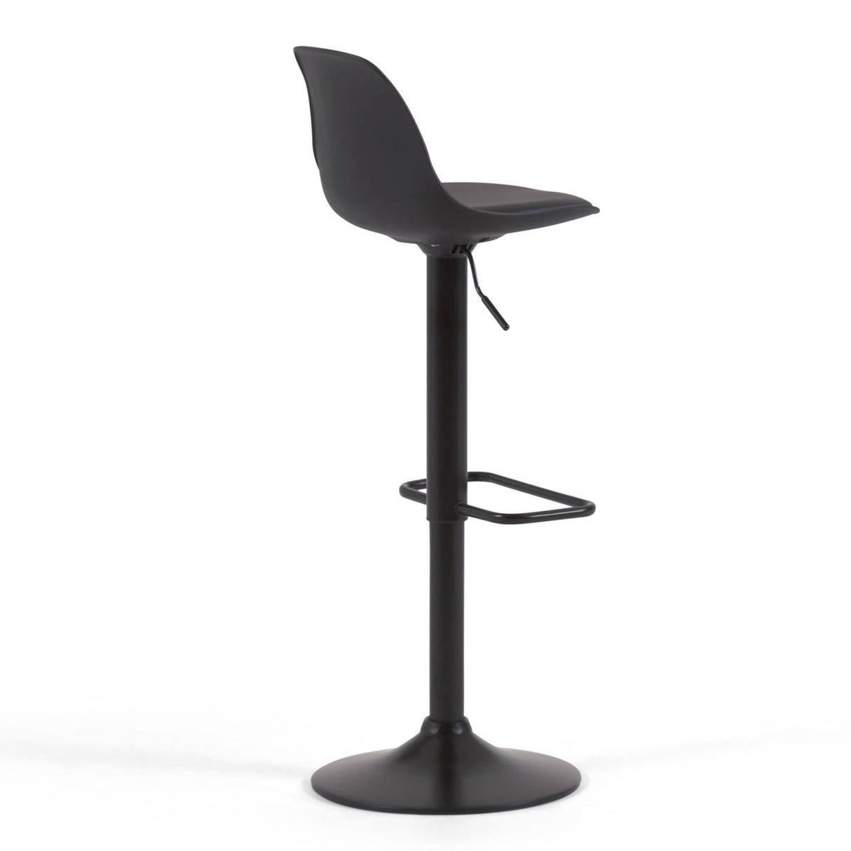 Hocker Orlando - T aus schwarzem Kunstleder und mattschwarzem Stahl 60-82 cm - ZEN ZONE Furniture