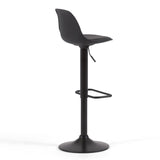 Hocker Orlando - T aus schwarzem Kunstleder und mattschwarzem Stahl 60-82 cm - ZEN ZONE Furniture