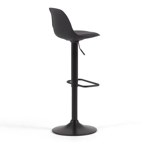 Hocker Orlando - T aus schwarzem Kunstleder und mattschwarzem Stahl 60-82 cm - ZEN ZONE Furniture