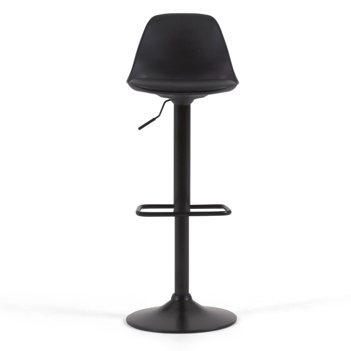 Hocker Orlando - T aus schwarzem Kunstleder und mattschwarzem Stahl 60-82 cm - ZEN ZONE Furniture