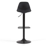 Hocker Orlando - T aus schwarzem Kunstleder und mattschwarzem Stahl 60-82 cm - ZEN ZONE Furniture
