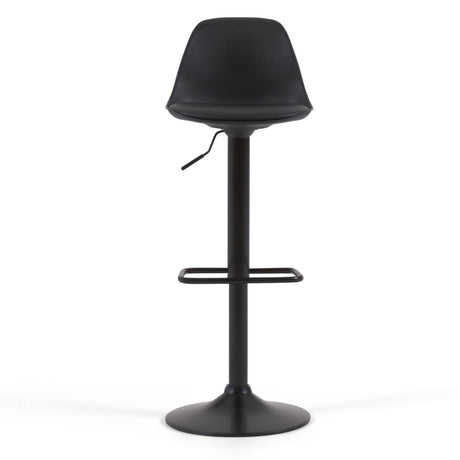 Hocker Orlando - T aus schwarzem Kunstleder und mattschwarzem Stahl 60-82 cm - ZEN ZONE Furniture