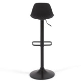 Hocker Orlando - T aus schwarzem Kunstleder und mattschwarzem Stahl 60-82 cm - ZEN ZONE Furniture