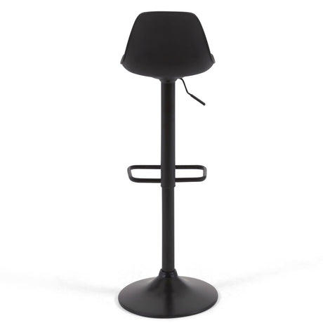 Hocker Orlando - T aus schwarzem Kunstleder und mattschwarzem Stahl 60-82 cm - ZEN ZONE Furniture