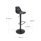 Hocker Orlando - T aus schwarzem Kunstleder und mattschwarzem Stahl 60-82 cm - ZEN ZONE Furniture