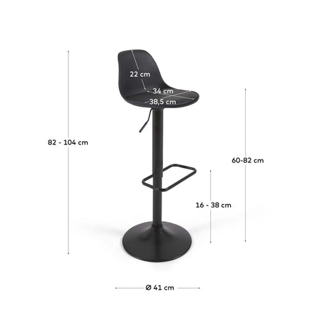 Hocker Orlando - T aus schwarzem Kunstleder und mattschwarzem Stahl 60-82 cm - ZEN ZONE Furniture