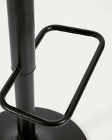 Hocker Orlando - T aus schwarzem Kunstleder und mattschwarzem Stahl 60-82 cm - ZEN ZONE Furniture