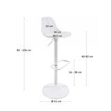 Hocker Orlando - T aus weißem Kunstleder und mattweißem Stahl 60-82 cm - ZEN ZONE Furniture