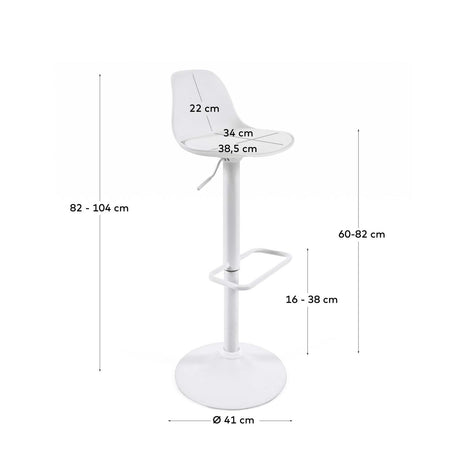 Hocker Orlando - T aus weißem Kunstleder und mattweißem Stahl 60-82 cm - ZEN ZONE Furniture