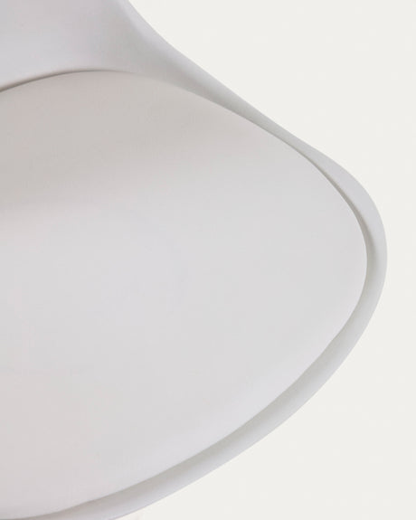 Hocker Orlando - T aus weißem Kunstleder und mattweißem Stahl 60-82 cm - ZEN ZONE Furniture