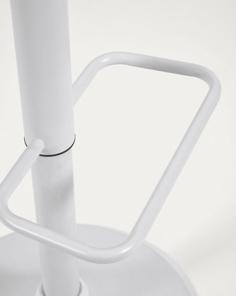 Hocker Orlando - T aus weißem Kunstleder und mattweißem Stahl 60-82 cm - ZEN ZONE Furniture
