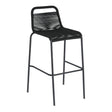 Lambton stapelbarer Hocker aus schwarzem Seil und Stahl mit schwarzem Finish Höhe 74 cm - ZEN ZONE Furniture