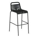 Lambton stapelbarer Hocker aus schwarzem Seil und Stahl mit schwarzem Finish Höhe 74 cm - ZEN ZONE Furniture