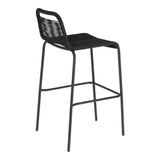 Lambton stapelbarer Hocker aus schwarzem Seil und Stahl mit schwarzem Finish Höhe 74 cm - ZEN ZONE Furniture