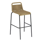 Lambton stapelbarer Hocker aus braunem Seil und Stahl mit schwarzem Finish Höhe 74 cm - ZEN ZONE Furniture