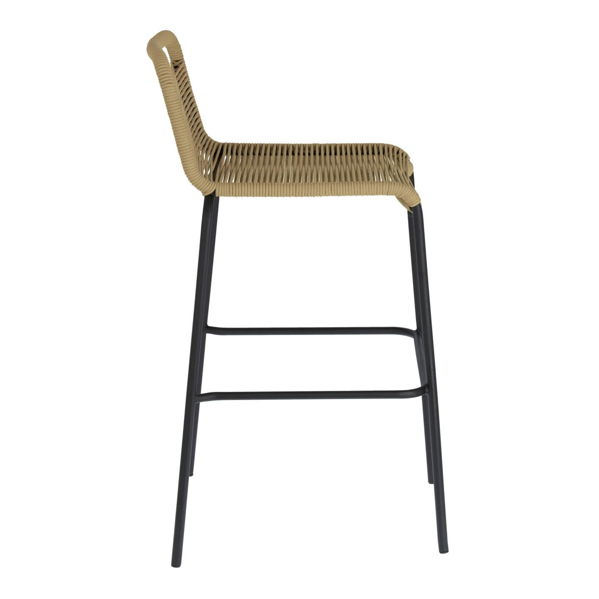 Lambton stapelbarer Hocker aus braunem Seil und Stahl mit schwarzem Finish Höhe 74 cm - ZEN ZONE Furniture