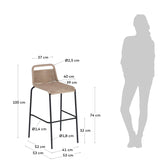 Lambton stapelbarer Hocker aus braunem Seil und Stahl mit schwarzem Finish Höhe 74 cm - ZEN ZONE Furniture