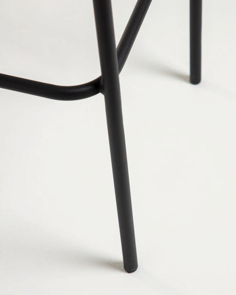 Lambton stapelbarer Hocker aus braunem Seil und Stahl mit schwarzem Finish Höhe 74 cm - ZEN ZONE Furniture