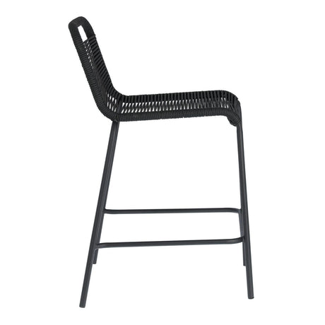 Lambton stapelbarer Hocker aus schwarzem Seil und Stahl mit schwarzem Finish Höhe 62 cm - ZEN ZONE Furniture