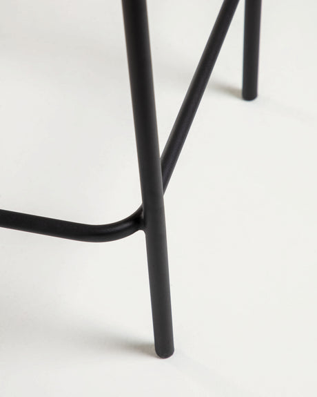 Lambton stapelbarer Hocker aus schwarzem Seil und Stahl mit schwarzem Finish Höhe 62 cm - ZEN ZONE Furniture