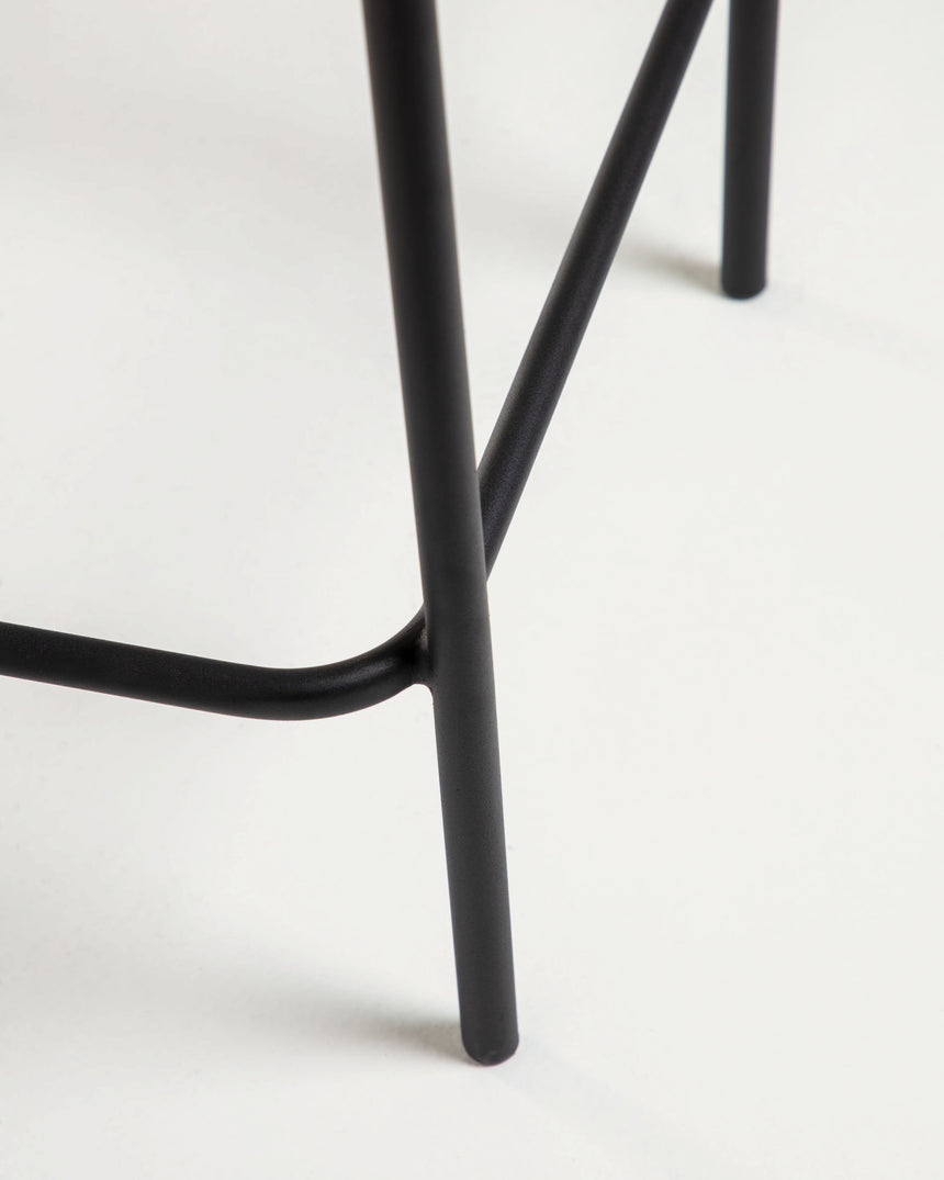 Lambton stapelbarer Hocker aus schwarzem Seil und Stahl mit schwarzem Finish Höhe 62 cm - ZEN ZONE Furniture