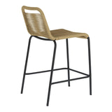 Lambton Hocker aus braunem Seil und Stahl mit schwarzem Finish Höhe 62 cm - ZEN ZONE Furniture