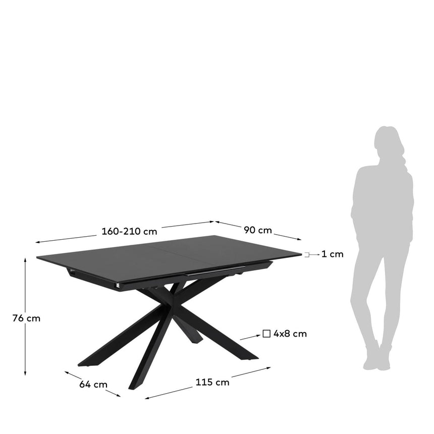 Atminda Ausziehtisch Schwarz 160 (210) x 90 cm - ZEN ZONE Furniture
