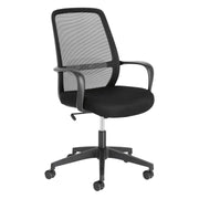 Melva Schreibtischstuhl in Schwarz mit Beinen aus Stahl in Schwarz - ZEN ZONE Furniture