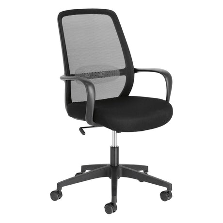 Melva Schreibtischstuhl in Schwarz mit Beinen aus Stahl in Schwarz - ZEN ZONE Furniture