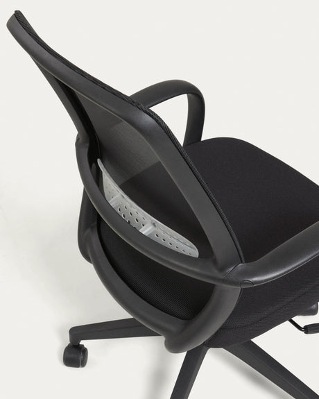 Melva Schreibtischstuhl in Schwarz mit Beinen aus Stahl in Schwarz - ZEN ZONE Furniture