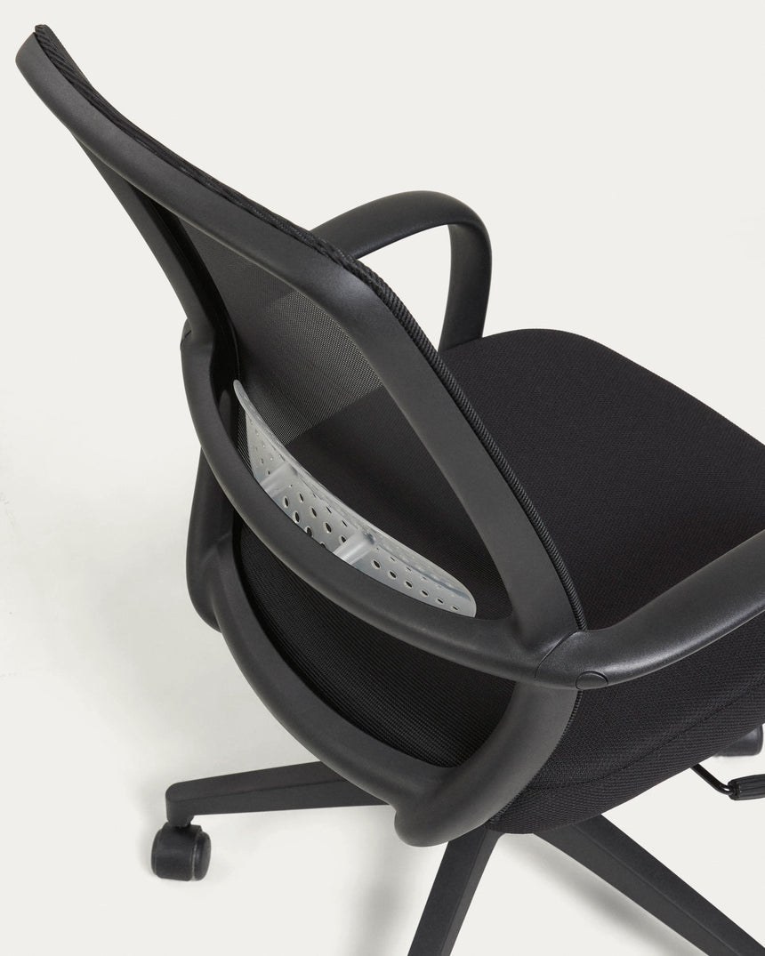 Melva Schreibtischstuhl in Schwarz mit Beinen aus Stahl in Schwarz - ZEN ZONE Furniture