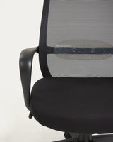 Melva Schreibtischstuhl in Schwarz mit Beinen aus Stahl in Schwarz - ZEN ZONE Furniture