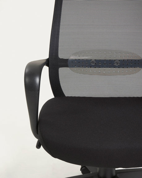 Melva Schreibtischstuhl in Schwarz mit Beinen aus Stahl in Schwarz - ZEN ZONE Furniture