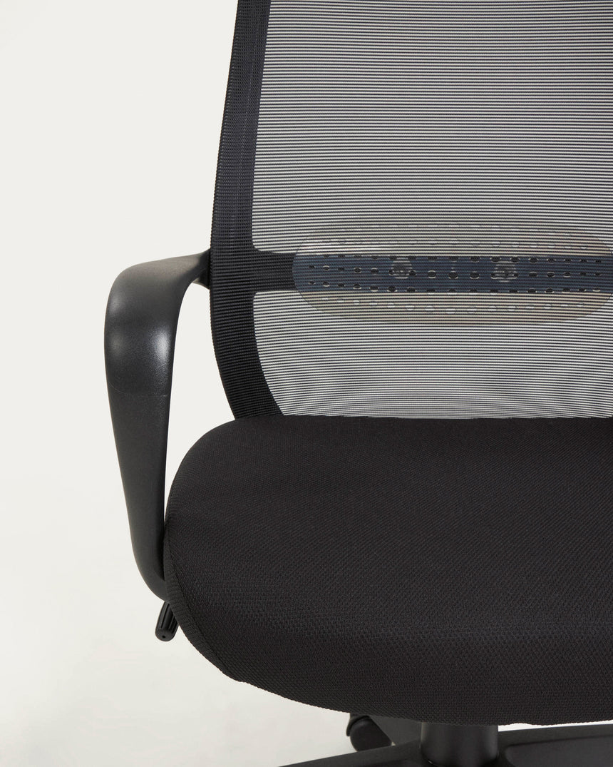 Melva Schreibtischstuhl in Schwarz mit Beinen aus Stahl in Schwarz - ZEN ZONE Furniture