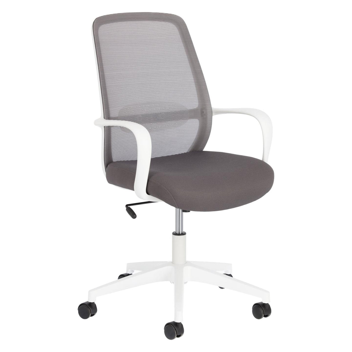 Melva Schreibtischstuhl in Grau mit Beinen aus Stahl in Weiß - ZEN ZONE Furniture