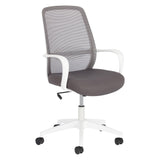 Melva Schreibtischstuhl in Grau mit Beinen aus Stahl in Weiß - ZEN ZONE Furniture