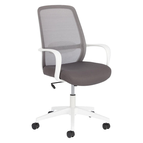 Melva Schreibtischstuhl in Grau mit Beinen aus Stahl in Weiß - ZEN ZONE Furniture