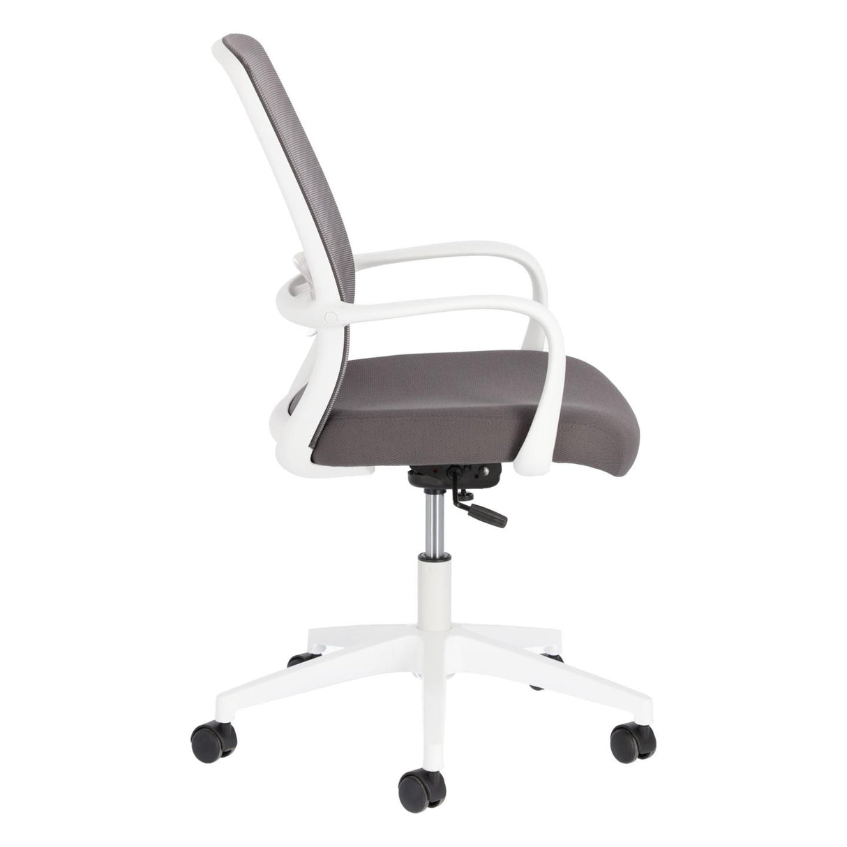 Melva Schreibtischstuhl in Grau mit Beinen aus Stahl in Weiß - ZEN ZONE Furniture
