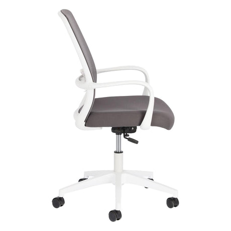 Melva Schreibtischstuhl in Grau mit Beinen aus Stahl in Weiß - ZEN ZONE Furniture