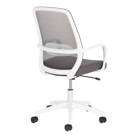 Melva Schreibtischstuhl in Grau mit Beinen aus Stahl in Weiß - ZEN ZONE Furniture