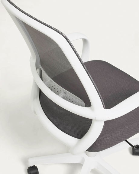 Melva Schreibtischstuhl in Grau mit Beinen aus Stahl in Weiß - ZEN ZONE Furniture